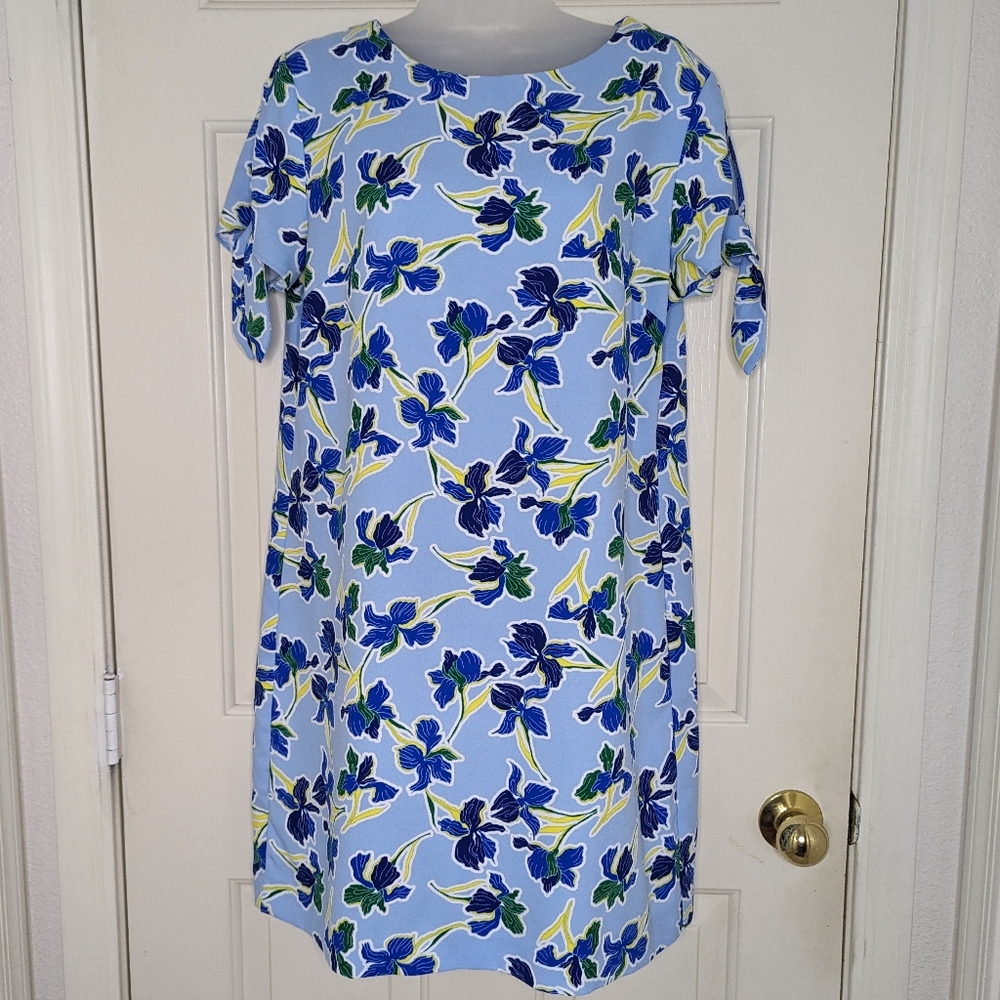 Banana Republic Floral Split Tie-Sleeve Shift Swing Dress Women's M Petite - Picture 2 of 12